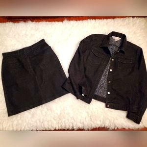 Black Denim Jacket with Skirt set